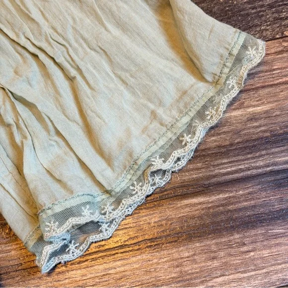 Free People Sage Green Lightweight Lace-Trim Blouse - Picture 6 of 14